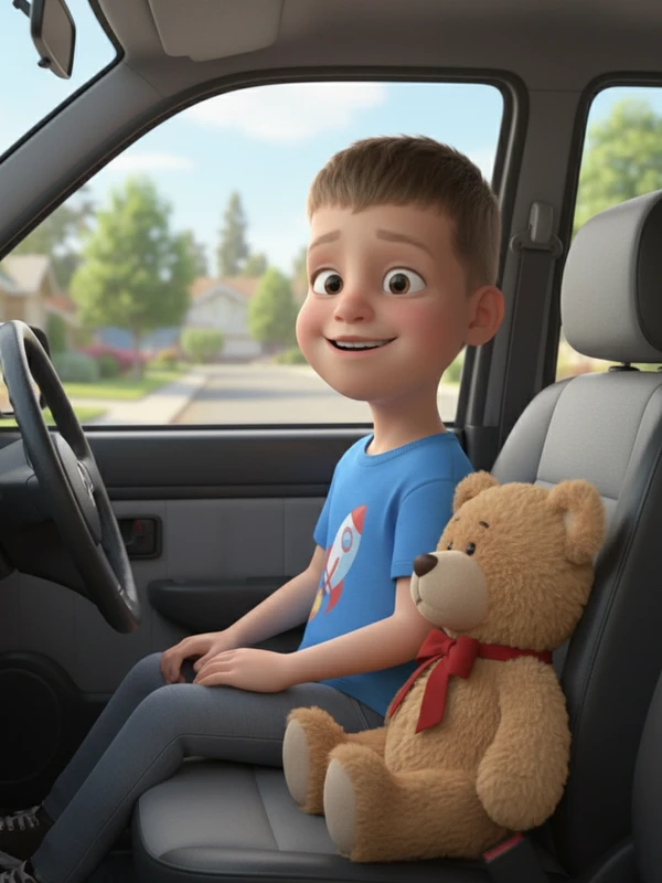 Boy in car character